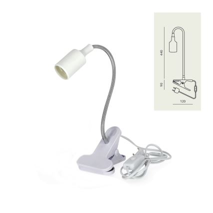 Fleksibilna stolna lampa s kopčom CLIP 1xE27/30W/230V bijela