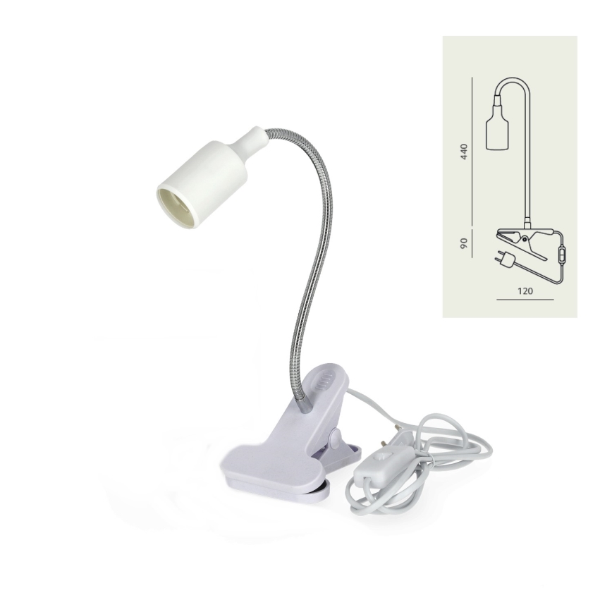 Fleksibilna stolna lampa s kopčom CLIP 1xE27/30W/230V bijela