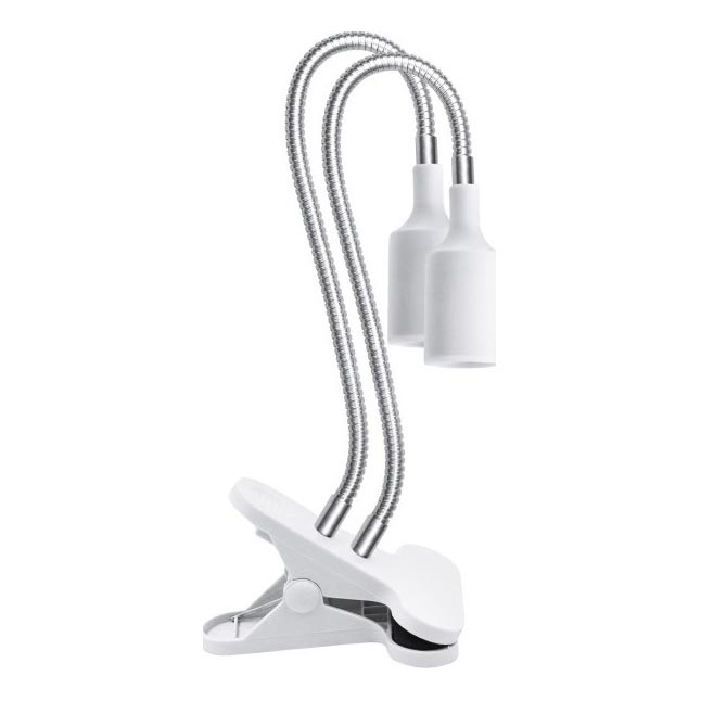 Fleksibilna stolna lampa s kopčom za uzgoj biljaka PLANTY 2xE27/30W/230V bijela
