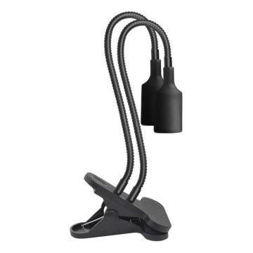 Fleksibilna stolna lampa s kvačicom za uzgoj biljaka PLANTY 2xE27/30W/230V crna