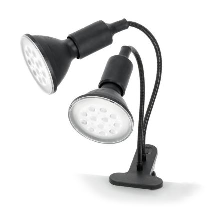 Fleksibilna stolna lampa s kvačicom za uzgoj biljaka PLANTY 2xE27/30W/230V crna