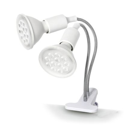 Fleksibilni stolna lampa s kopčom za uzgoj biljaka PLANTY 2xE27/30W/230V bijela