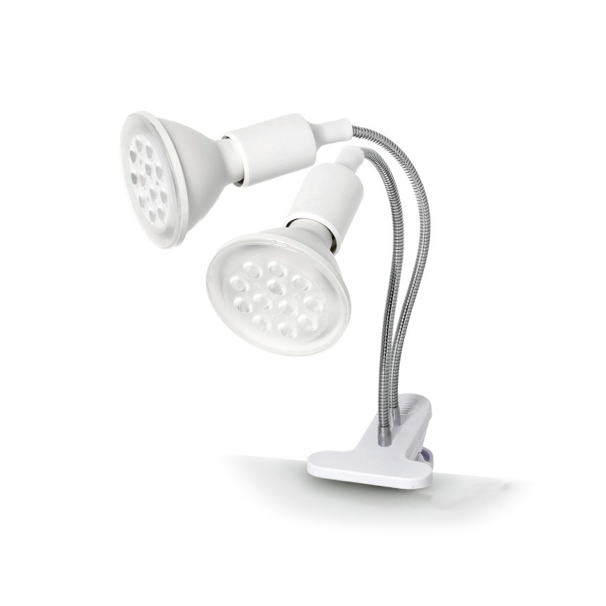 Fleksibilni stolna lampa s kopčom za uzgoj biljaka PLANTY 2xE27/30W/230V bijela