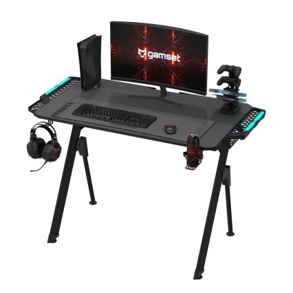 Gaming stol FALCON s LED RGB pozadinskim osvjetljenjem 116x60 cm crna