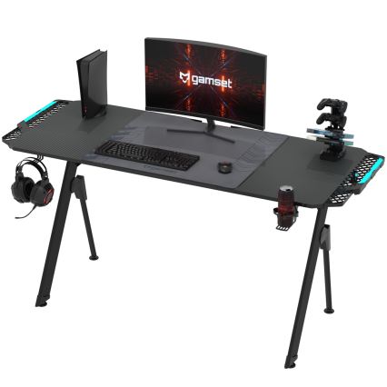 Gaming stol FALCON s LED RGB pozadinskim osvjetljenjem 156x60 cm crna