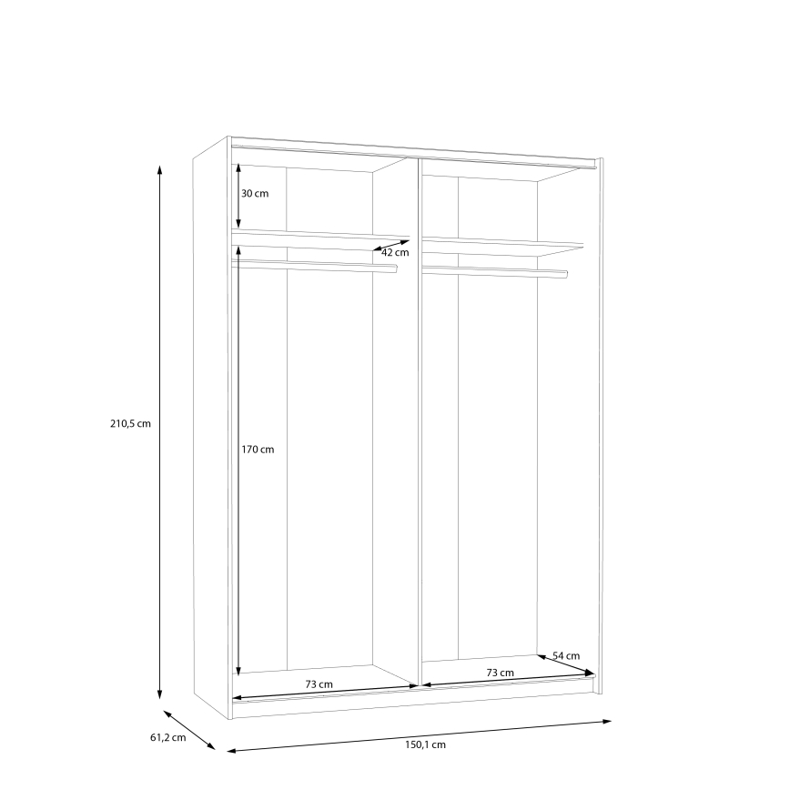 Garderobni ormar KARO 150x210 cm bijeli