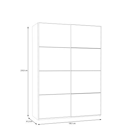 Garderobni ormar KARO 150x210 cm s ogledalom, bijeli
