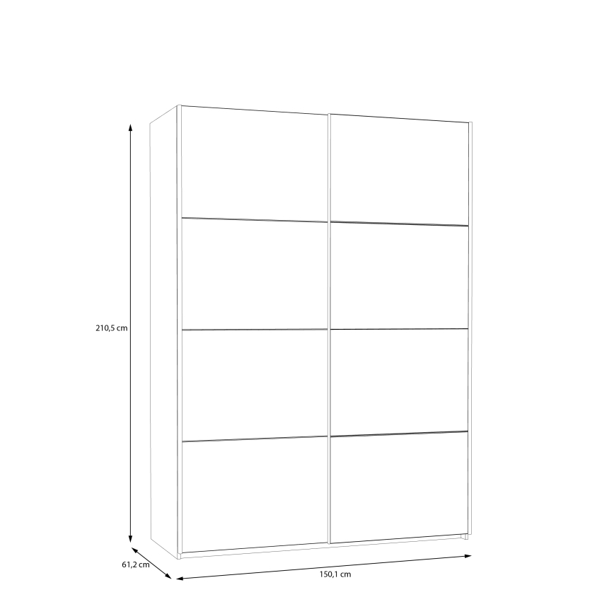 Garderobni ormar KARO 150x210 cm s ogledalom, bijeli