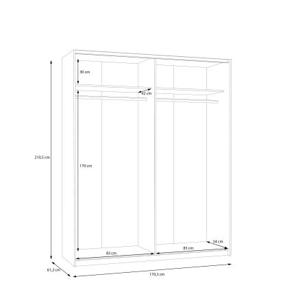 Garderobni ormar KARO 170x210 cm bijeli