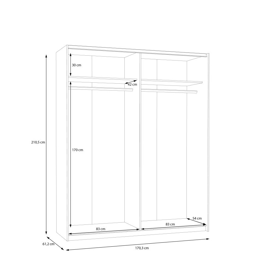 Garderobni ormar KARO 170x210 cm bijeli
