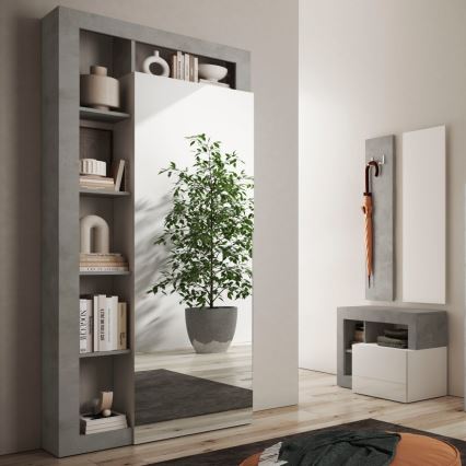 Garderobni ormar LENOR 91x209 cm bijela/siva beton
