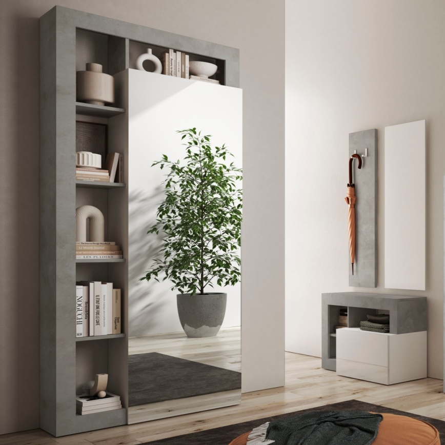 Garderobni ormar LENOR 91x209 cm bijela/siva beton