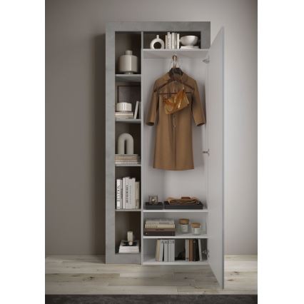 Garderobni ormar LENOR 91x209 cm bijela/siva beton