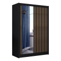Garderobni ormar s ogledalom SANTINO 150x215 cm crna/hrast craft
