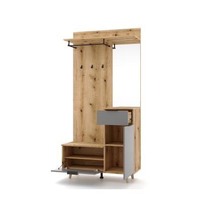 Garderobni zid s ogledalom SVEN smeđa/grafit