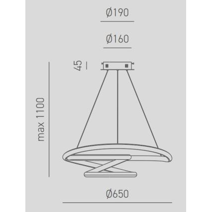 Gea Luce DIVA S G TITANIO - LED Prigušivi luster na sajli DIVA LED/44W/230V siva