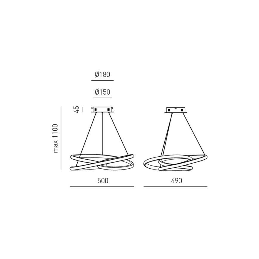 Gea Luce DIVA S P BIANCO - LED Prigušivi luster na sajli DIVA LED/43W/230V bijela