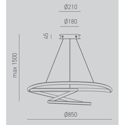 Gea Luce DIVA S/S TITANIO -  LED Prigušivi luster na sajli DIVA LED/80W/230V siva