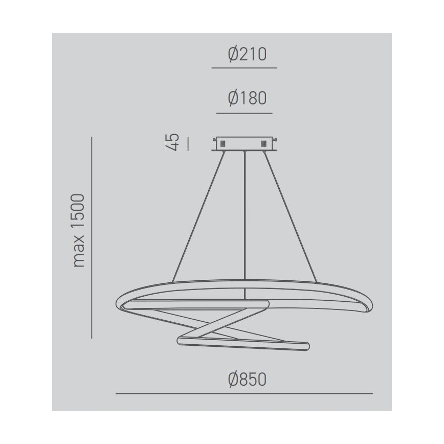 Gea Luce DIVA S/S TITANIO -  LED Prigušivi luster na sajli DIVA LED/80W/230V siva