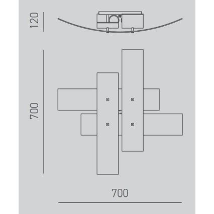 Gea Luce LARA P M arg - Stropna svjetiljka LARA 2xE27/70W/230V 70 cm srebrna