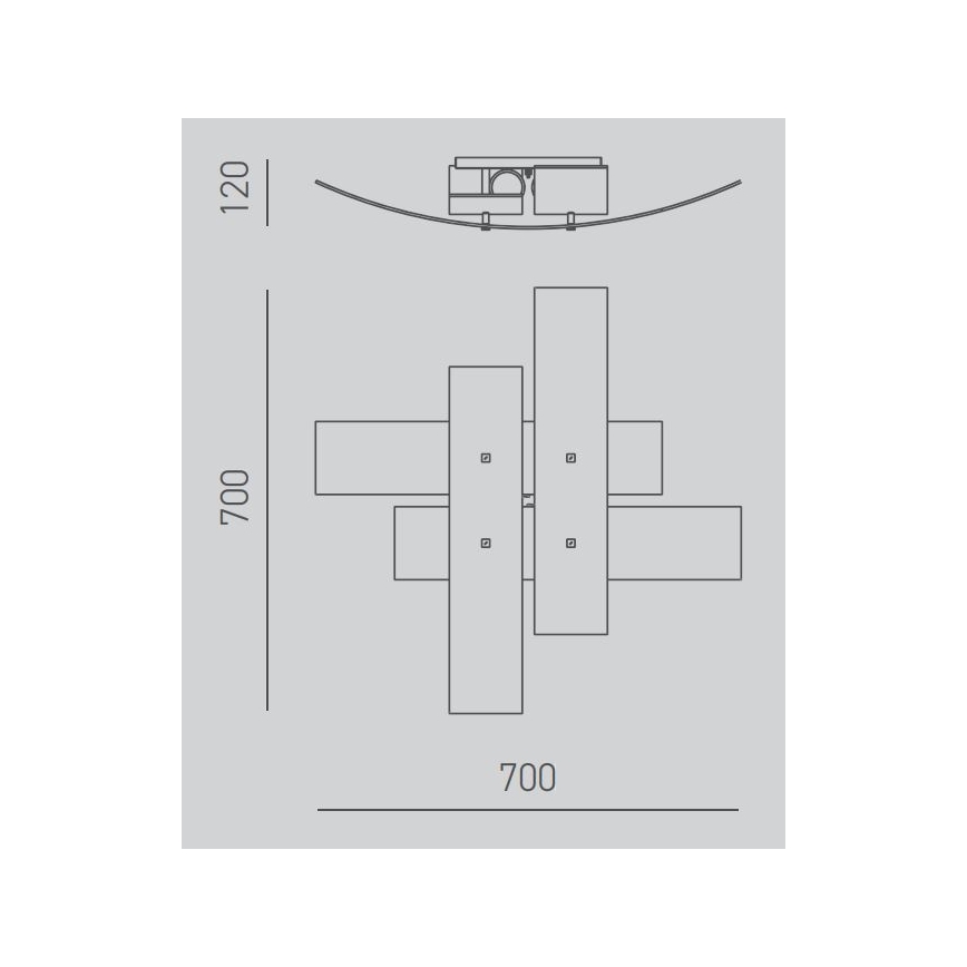 Gea Luce LARA P M arg - Stropna svjetiljka LARA 2xE27/70W/230V 70 cm srebrna