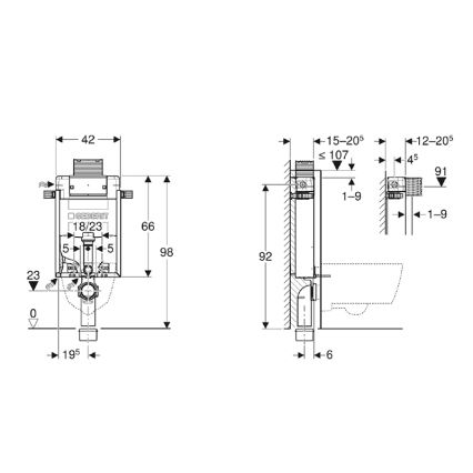 Geberit 110.010.00.1 - Ugradbeni modul za viseću WC školjku Kombifix 98 cm
