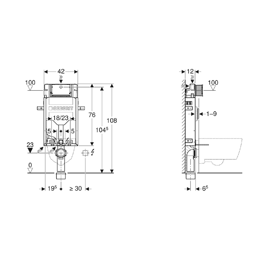Geberit 110.302.00.5 - Ugradbeni modul za viseću WC školjku Kombifix 108 cm
