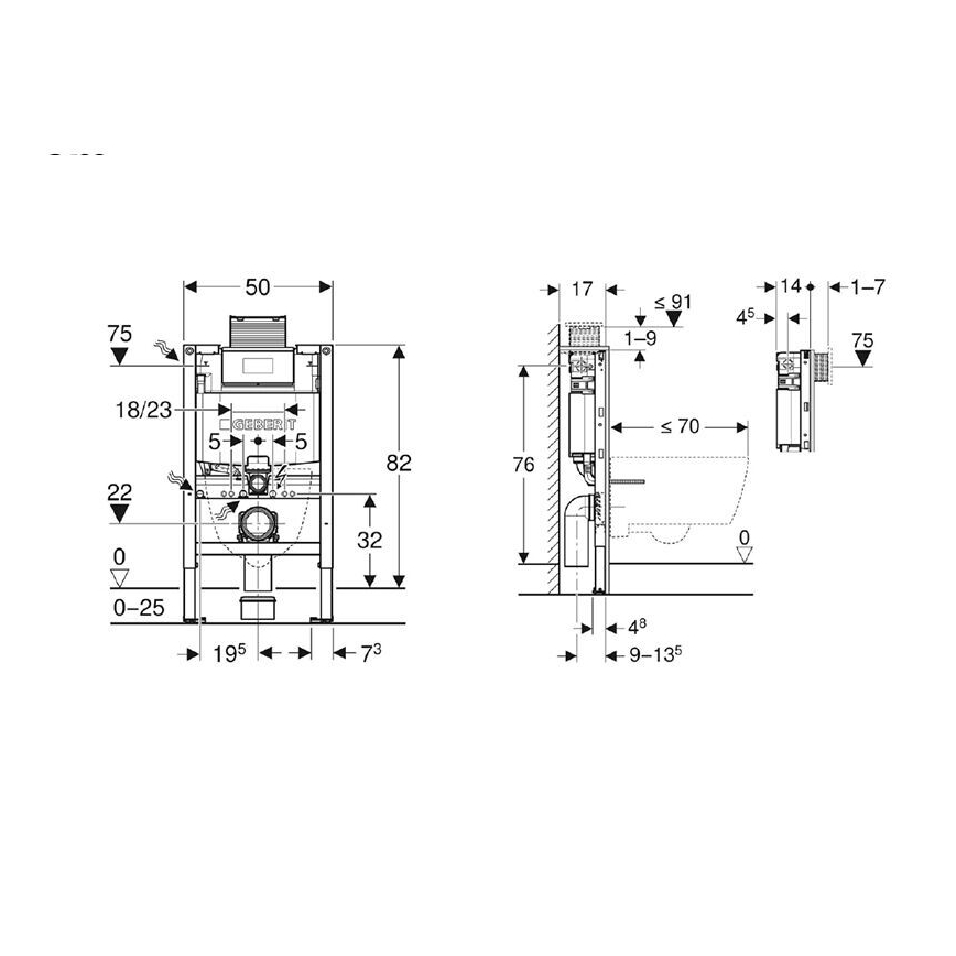 Geberit 111.003.00.2 - Ugradni modul za viseću WC školjku Duofix 82 cm