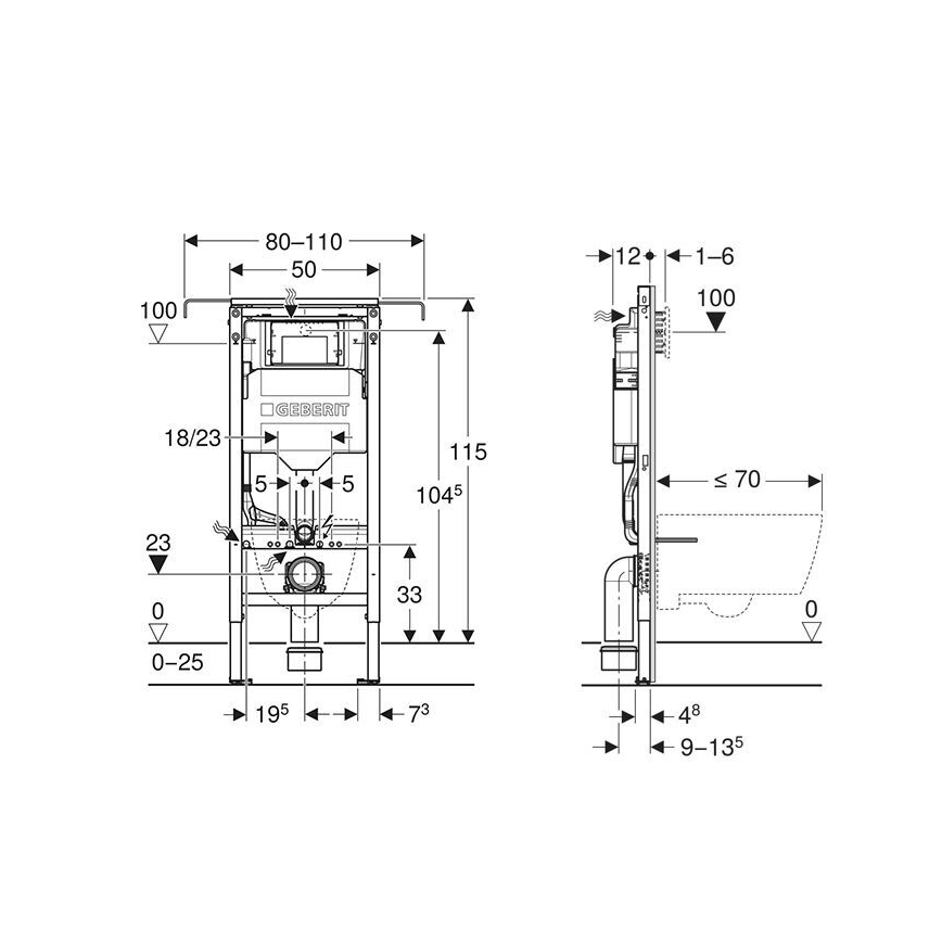 Geberit 111.355.00.6 - Ugradbeni modul za viseći WC Duofix 115 cm