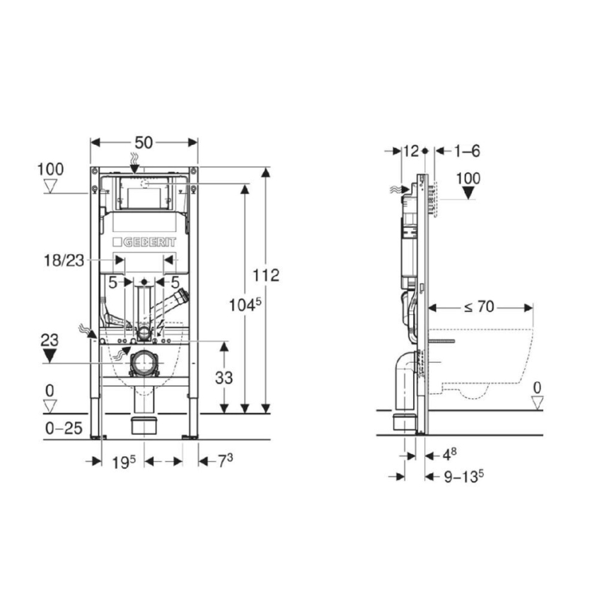Geberit 111.364.00.6 - Ugradbeni modul za viseću WC školjku Duofix 112 cm