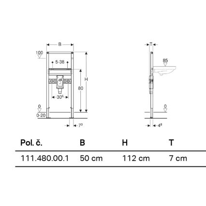 Geberit 111.480.00.1 - Ugradbeni modul za zidni umivaonik Duofix 112 cm