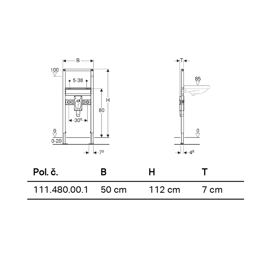 Geberit 111.480.00.1 - Ugradbeni modul za zidni umivaonik Duofix 112 cm