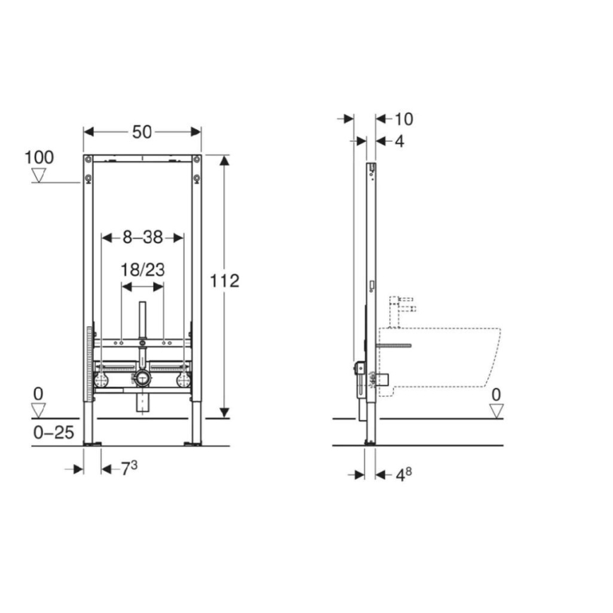 Geberit 111.510.00.2 - Podžbukni modul za bide Duofix 112 cm