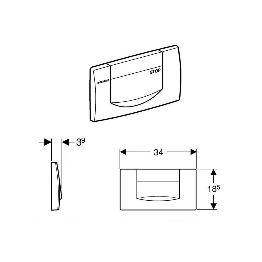 Geberit 115.222.11.1 - Tipka za ispiranje 200F 34x18,5 alpska bijela