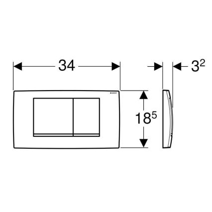 Geberit 115.899.KH.1 - Tipka za ispiranje Twinline30 34x18,5 cm sjajni krom/matni krom