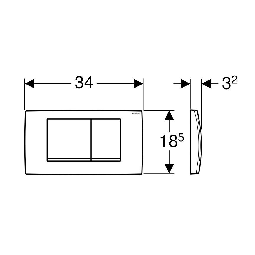 Geberit 115.899.KJ.1 - Tipka za ispiranje Twinline30 34x18,5 cm bijela/sjajni krom