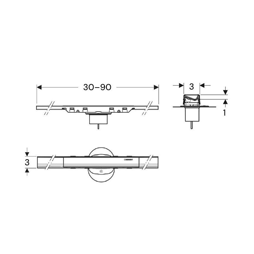 Geberit 154.446.QC.2 - Odvodni žlijeb CleanLine 90x3 cm antracit
