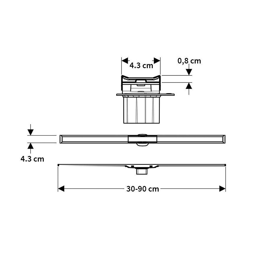 Geberit 154.451.KS.1 - Linijski odvod CleanLine 130x4,3 cm nehrđajući čelik