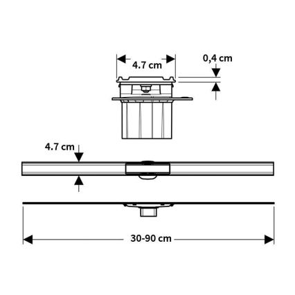 Geberit 154.458.00.1 - Odvodni žlijeb CleanLine 90x4,7 cm nehrđajući čelik