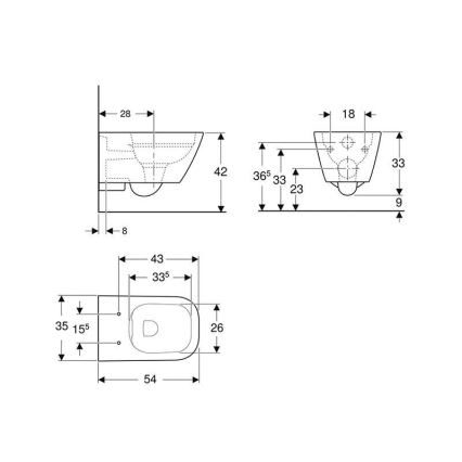 Geberit 500.208.01.1 - Zidni WC Rimfree Smyle Square keramika/bijela