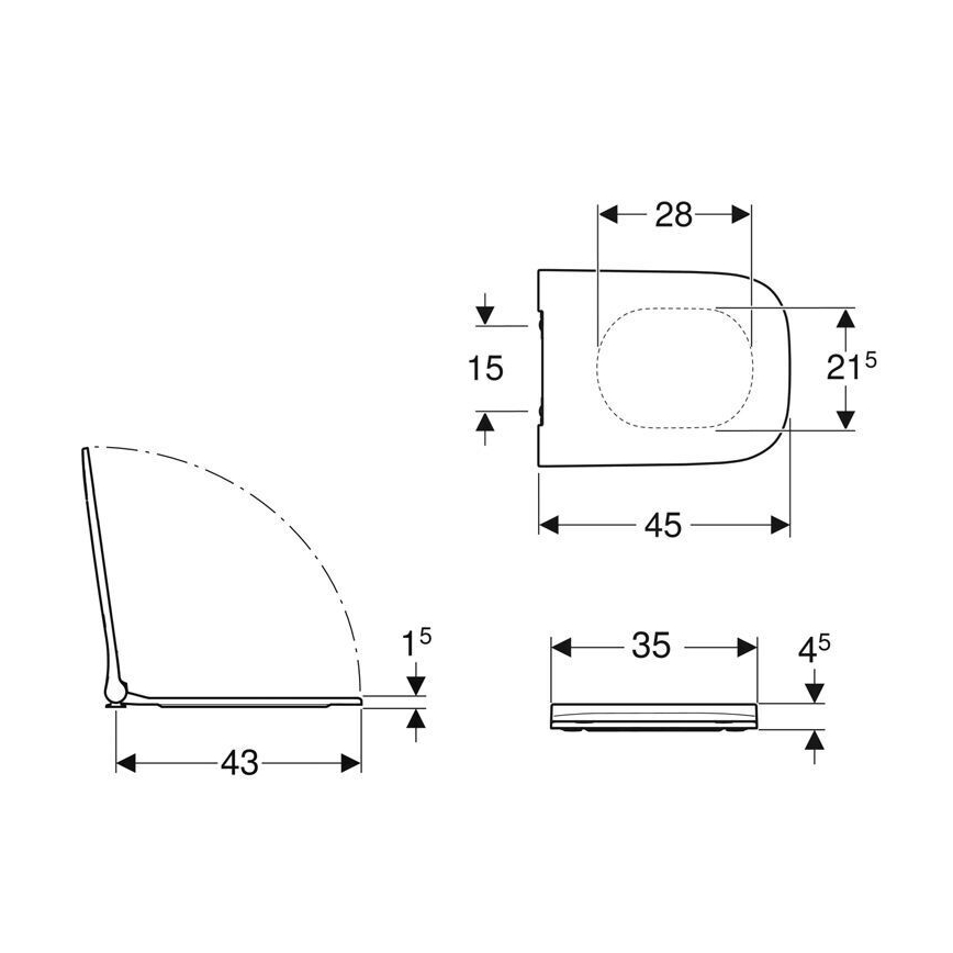 Geberit 500.239.01.1 - WC daska Smyle Square, duroplast, bijela