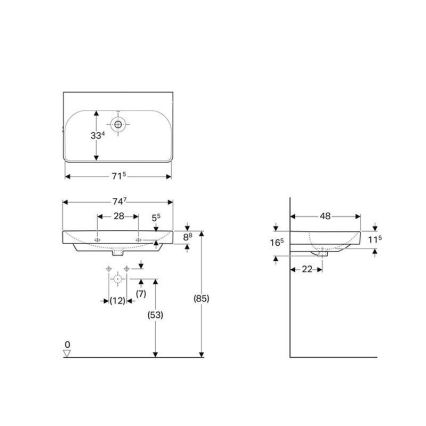 Geberit 500.249.00.2 - Zidni umivaonik Smyle Square 75x48 cm keramika/bijela