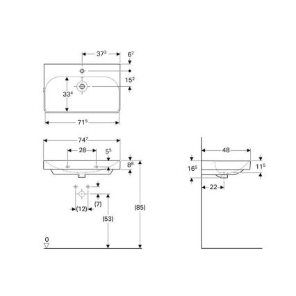 Geberit 500.249.01.1 - Zidni umivaonik Smyle Square 75x48 cm keramika/bijela