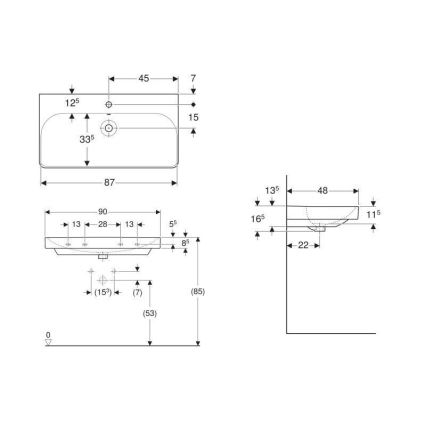 Geberit 500.251.01.1 - Zidni umivaonik Smyle Square 90x48 cm keramika/bijela