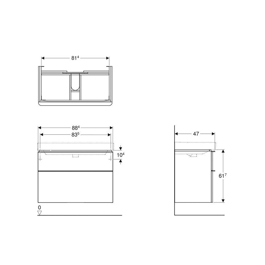 Geberit 500.354.00.1 - Kupaonski ormarić ispod umivaonika Smyle Square 61,7x88,4 cm bijeli