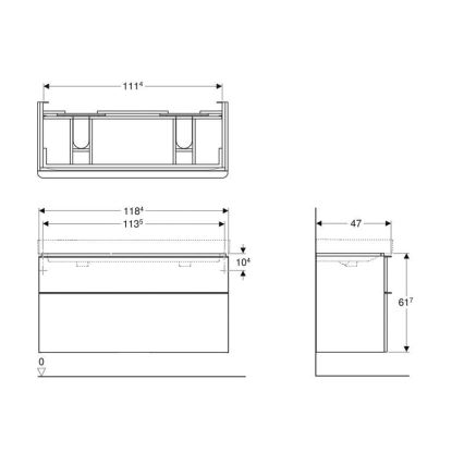 Geberit 500.356.00.1 - Kupaonski ormarić za dvostruki umivaonik Smyle Square 61,7x118,4 cm bijela