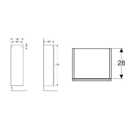 Geberit 500.361.JR.1 - Zidni kupaonski ormarić Smyle Square 118x36 cm orah