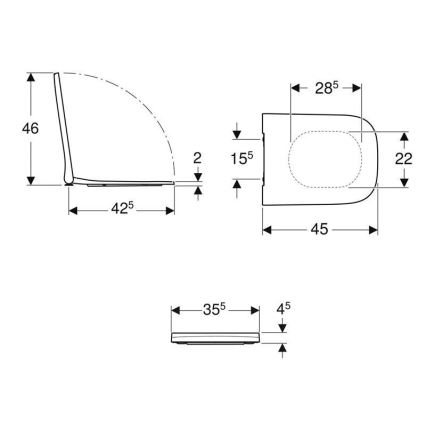 Geberit 500.687.01.1 - Toaletno sjedalo Smyle Square SoftClose, duroplast/bijela
