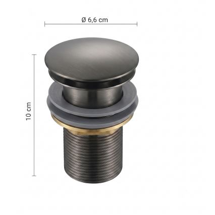 Gedy - CLICK-CLACK odtok za umivaonik, promjer 6,6 cm, metalno siva