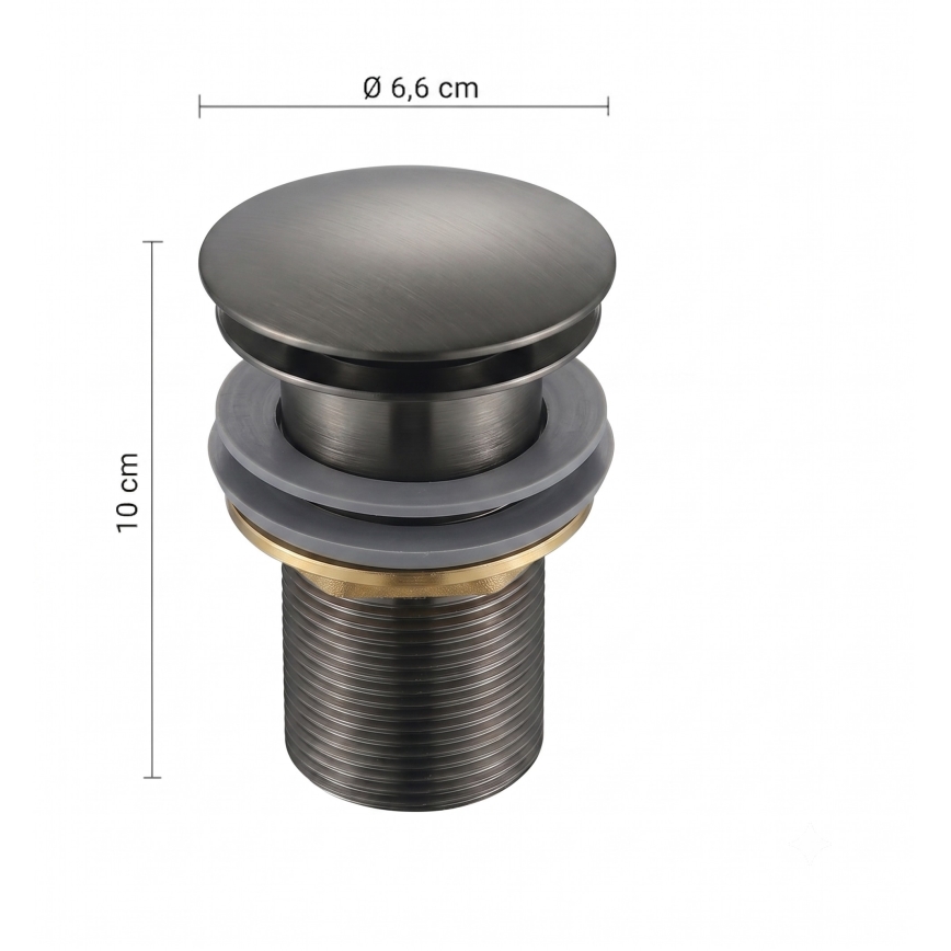 Gedy - CLICK-CLACK odtok za umivaonik, promjer 6,6 cm, metalno siva